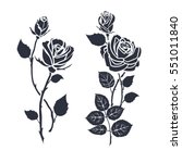black silhouette roses and... | Shutterstock .eps vector #551011840
