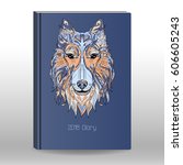 notebook or diary cover design... | Shutterstock .eps vector #606605243