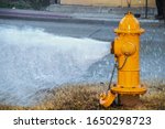 Yellow Fire Hydrant Wide Open...