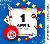 1 April Fools Day. Funny Clown  ...