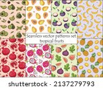 tropical fruits. vegan seamless ... | Shutterstock .eps vector #2137279793