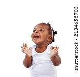 Small photo of You got it in my favorite colour. Studio shot of an adorable baby girl isolated on white.
