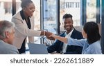 Small photo of Handshake, acquisition and business people happy for investment deal, b2b contract or negotiation agreement. Diversity human resources, hiring welcome and administration job interview with HR manager
