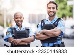 Happy  portrait and police with ...