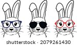 bunny with glassed  rabbit with ... | Shutterstock .eps vector #2079261430