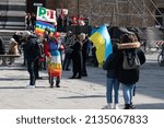 Small photo of Florance,Italy- 12 March 2022: italian manifest for peace in Ukraine, Santa Croce square.