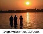 Small photo of Sunset in durgapur barrage during chat puja