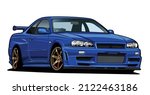 Icon Blue Sport Car Vector...
