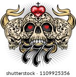 gothic coat of arms with skull  ... | Shutterstock .eps vector #1109925356
