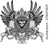 grunge skull coat of arms | Shutterstock .eps vector #378057829
