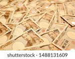 Small photo of Lots of Japanese money laid down/Money is a 10,000 yen bill in Japan