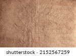 Small photo of Background picture of a soft fur beige carpet. Wool sheep fleece closeup texture background. Top view.