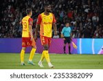 Small photo of Kevin Danso during the Ligue 1 football match between Paris Saint Germain and arc Lens on August 26, 2023 at Parc des Princes in Paris.