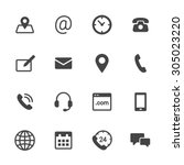 contact us icons. simple flat... | Shutterstock .eps vector #305023220