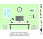 freelancer home workplace with... | Shutterstock .eps vector #332020586