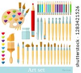 brushes  color pencils  pens... | Shutterstock .eps vector #1283421526