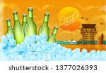 six bottles of beer in ice... | Shutterstock .eps vector #1377026393