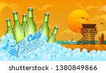 six bottles of beer in ice... | Shutterstock .eps vector #1380849866