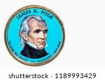James K. Polk Presidential Dollar, USA coin a portrait image of JAMES K. POLK in God We Trust  11th PRESIDENT 1845-1849 on $1 United Staten of Amekica, Close Up UNC Uncirculated - Collection