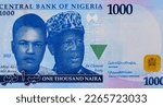 Small photo of Mallam Alijy Mai-Bornu and Dr. Clement Nyong Isong, Portrait from Nigeria 1000 Naira 2022 Banknotes.