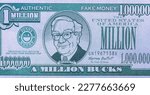 Small photo of Warren Buffett From The 2020 Annual Berkshire Hathaway Shareholders Meeting 1 Million Bucks Note Pad Featuring Warren Buffett. Bangkok-Thailand, March, 20, 2023.