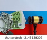 European Union sanctions against Russia Euro ban. Court and Europe crisis concept