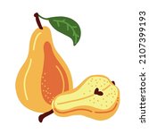 pear. whole  half  pear leaf.... | Shutterstock .eps vector #2107399193