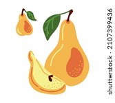pear. whole  piece  leaf and... | Shutterstock .eps vector #2107399436