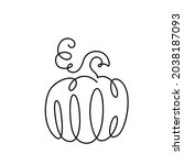 pumpkin drawing continuous line ... | Shutterstock .eps vector #2038187093