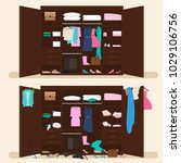 wardrobes with clothes. tidy... | Shutterstock .eps vector #1029106756