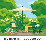 cozy backyard with garden... | Shutterstock .eps vector #1996385039