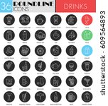  drink circle white black icon... | Shutterstock . vector #609564893