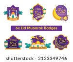 eid mubarak badges and logo set ... | Shutterstock .eps vector #2123349746