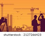 surveyor silhouette standing... | Shutterstock .eps vector #2127266423