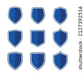 blue shields realistic icon set.... | Shutterstock .eps vector #2127392516