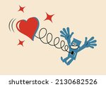 happy man jumping and a big... | Shutterstock .eps vector #2130682526