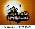 halloween background with... | Shutterstock . vector #720751633