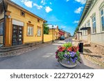 Cityscape with main street of old resort finnish town Naantali. Finland