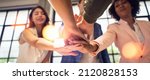 Small photo of Panoramic Teamwork,empathy,partnership and Social connection in business join hand together concept.Hand of diverse people connecting.Power of volunteer charity work, Stack of people hand.