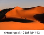 Small photo of Sand dunes in the Sahara Desert near the Moroccan city of Merzouga in the Sahara Desert
