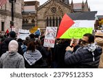 Small photo of Boston, Massachusetts - October 22nd 2023 - Photo of Pro-Palestine Marchers Rally in Back Bay, Boston, Massachusetts, USA