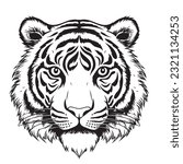 tiger head sketch hand drawn in ...