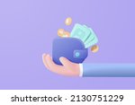 3d money coin hand holding on... | Shutterstock .eps vector #2130751229