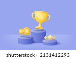 3d winners minimal with golden... | Shutterstock .eps vector #2131412293