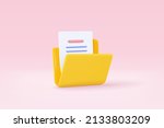 3d folder and paper for... | Shutterstock .eps vector #2133803209