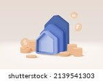 3d vector real estate and coin... | Shutterstock .eps vector #2139541303