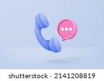 3d minimal call phone and... | Shutterstock .eps vector #2141208819