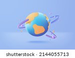 3D earth globe with pinpoints online deliver service, delivery tracking, pin location point marker of shipment map 3d. Product shipping out from world map. delivery icon 3d vector render illustration