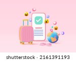 3d suitcase and buy travel... | Shutterstock .eps vector #2161391193