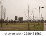 Small photo of view of a glimpse of a public park on the outskirts of Millan